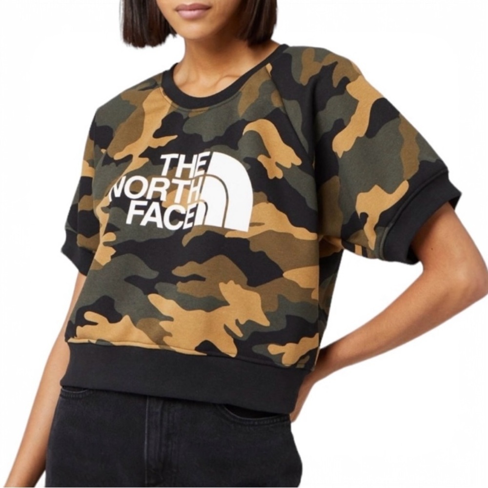 Vintage 90s The‎ North Face Camo Short Sleeve Crop Sweatshirt